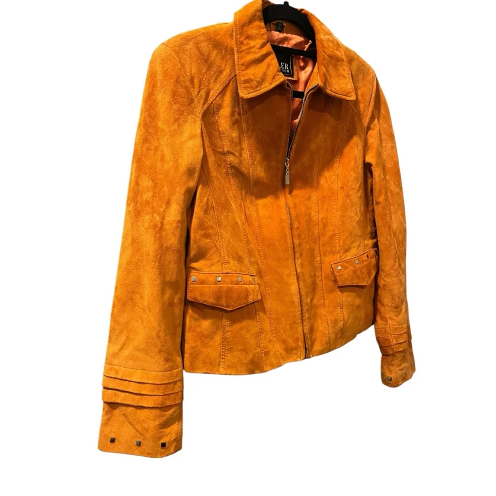 Vintage Adler Collection Leather Suede Burnt Orange Jacket Size Large Women's